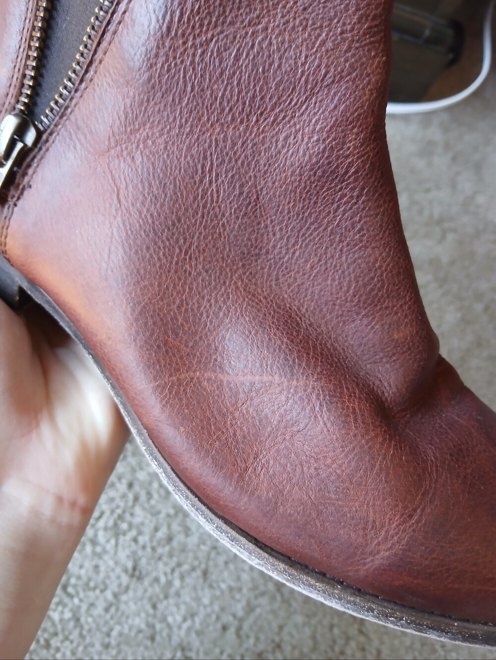 Frye Brown Leather Zip Ankle Boots - Picture 9 of 10